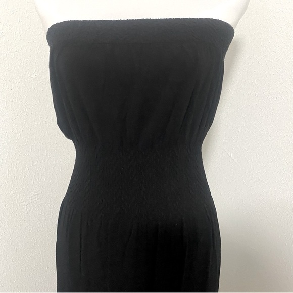 Lark + Grey Women’ Smocked Strapless Midi Casual Dress Lightweight Black S/M EUC - Picture 2 of 6